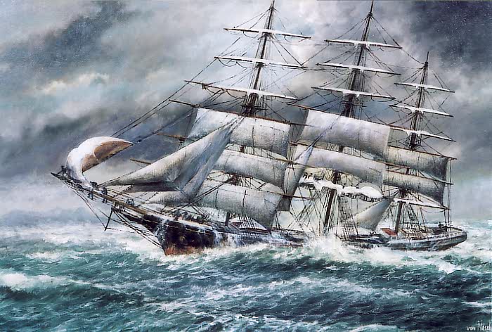 The three masted schooner the Calliope from Captive of the Corsairs